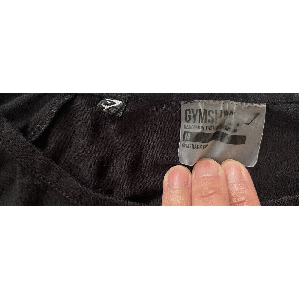 Gymshark Crop Top Womens Size Medium Long‎ Sleeve Flex Sports Black Thumb Holes - Picture 3 of 8